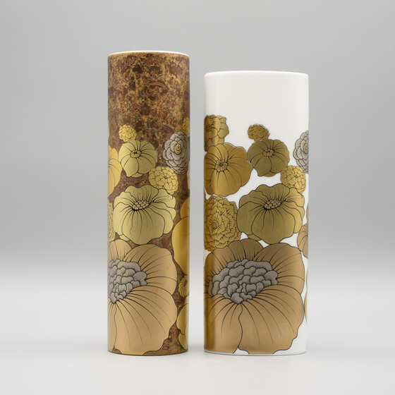 Image 1 of Rosenthal Studio-Linie Alain le Foll Jubileumeditie goud porseleinen vaas Duo MCM