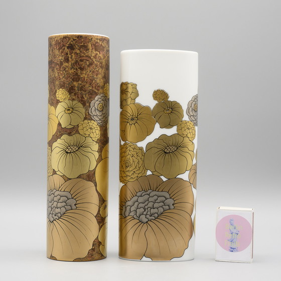 Image 1 of Rosenthal Studio-Linie Alain le Foll Jubileumeditie goud porseleinen vaas Duo MCM