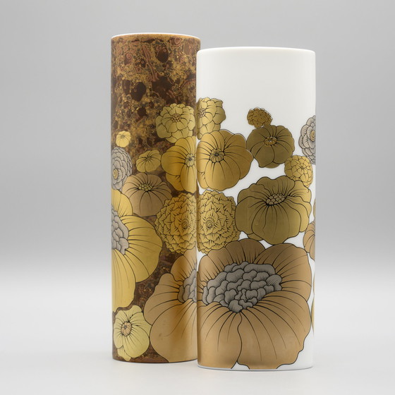 Image 1 of Rosenthal Studio-Linie Alain le Foll Jubileumeditie goud porseleinen vaas Duo MCM