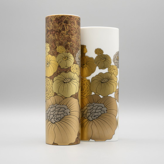 Image 1 of Rosenthal Studio-Linie Alain le Foll Jubileumeditie goud porseleinen vaas Duo MCM