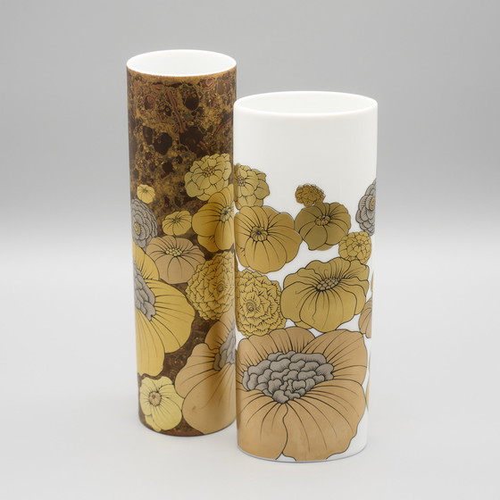 Image 1 of Rosenthal Studio-Linie Alain le Foll Jubileumeditie goud porseleinen vaas Duo MCM