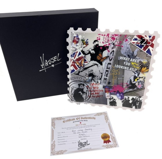 Image 1 of Ad Van Hassel: "Luxury Art Stamp,  Hommage To Banksy (Ii)”.