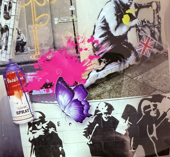 Image 1 of Ad Van Hassel: "Luxury Art Stamp,  Hommage To Banksy (Ii)”.