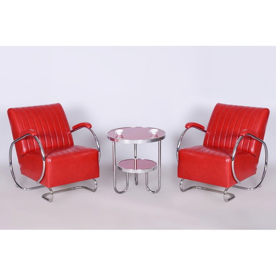 Image 1 of Paar vintage Bauhaus leren fauteuils van Hynek Gottwald, Tsjecho-Slowakije 1930
