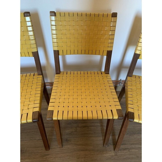 Image 1 of Set van 4 vintage "666 wsp" gebeitste esdoorn stoelen van Jens Risom voor Hans G Knoll, 1950