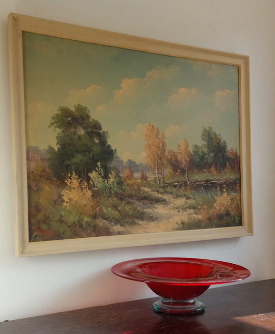 Image 1 of Nederlandse School (XX) - Heidepad in de herfst