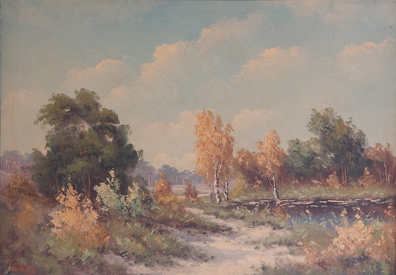 Image 1 of Nederlandse School (XX) - Heidepad in de herfst