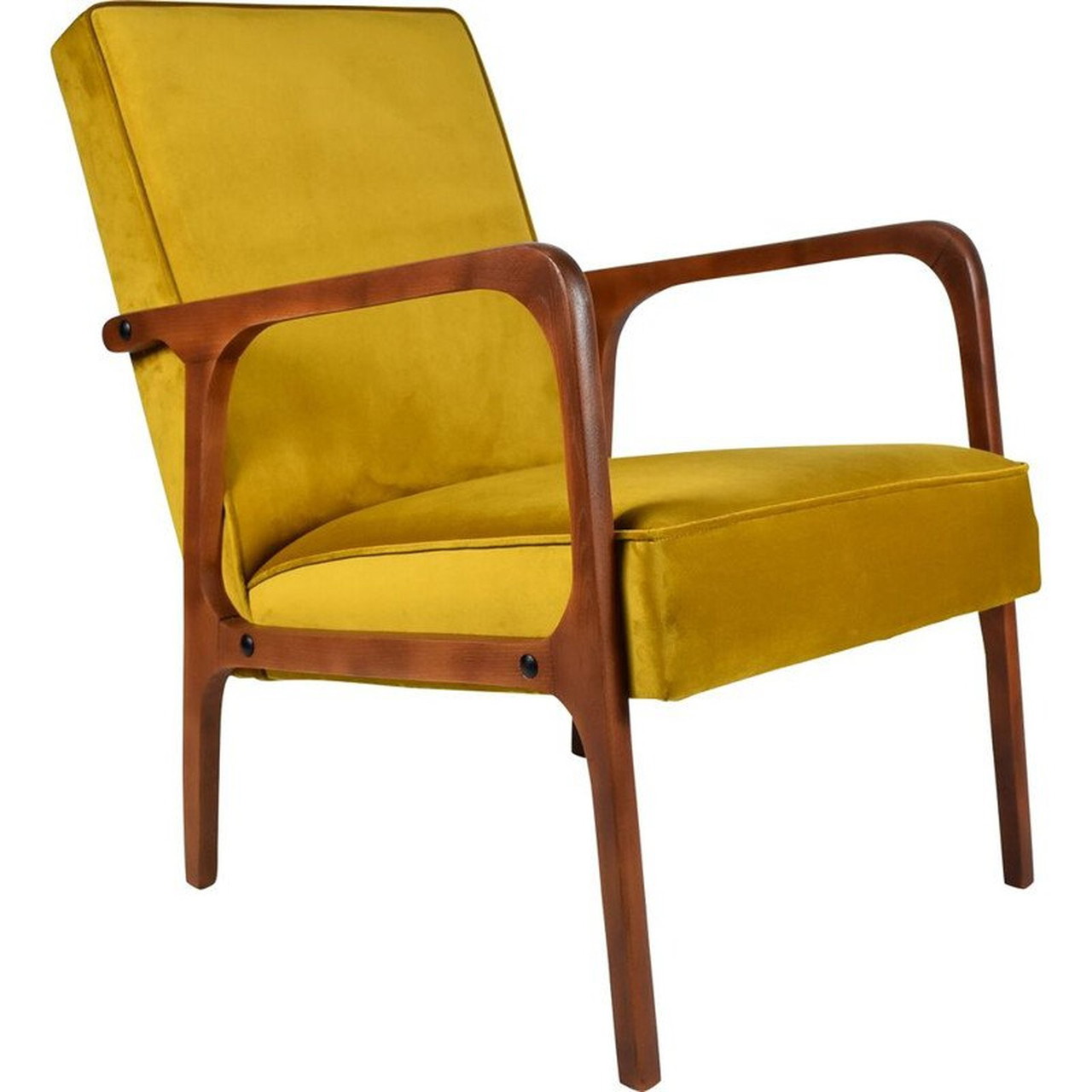 Vintage Poolse fauteuil b-04, goud fluweel 1970