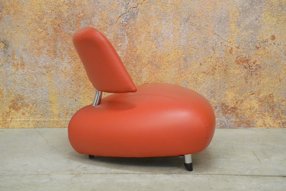 Image 1 of Rode leren Leolux Pallone fauteuil