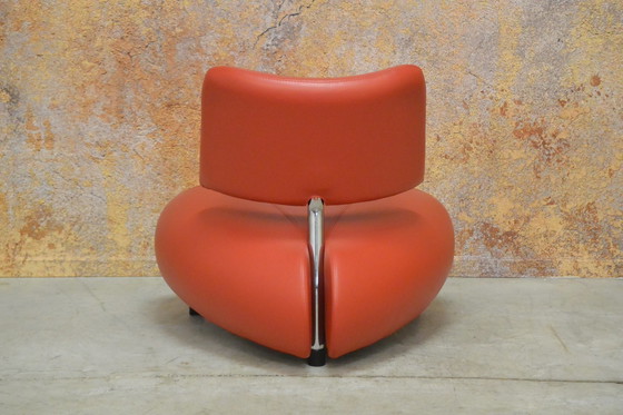 Image 1 of Rode leren Leolux Pallone fauteuil