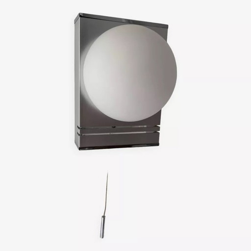 Vintage wandlamp, Chroom en Opaline, Frankrijk 1970