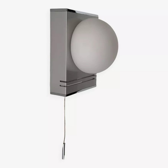 Image 1 of Vintage wandlamp, Chroom en Opaline, Frankrijk 1970