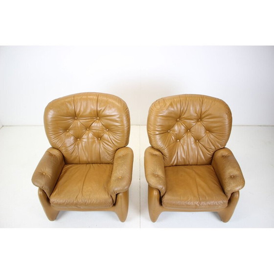 Image 1 of Paar vintage leren fauteuils, Italië 1970