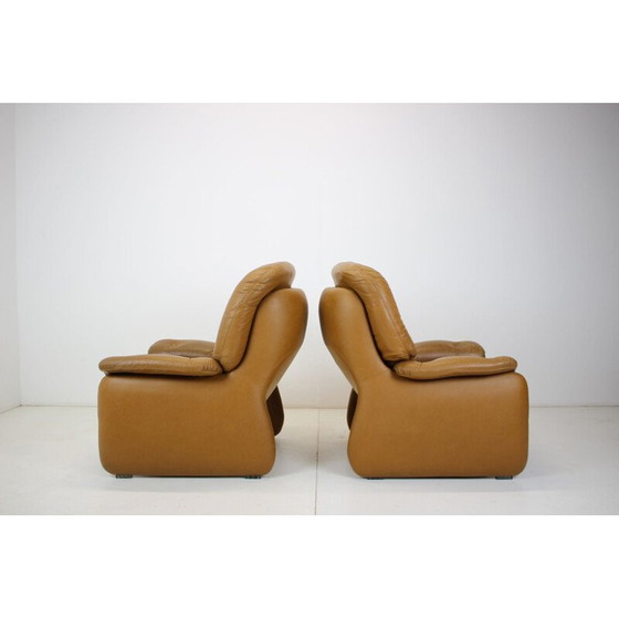 Image 1 of Paar vintage leren fauteuils, Italië 1970