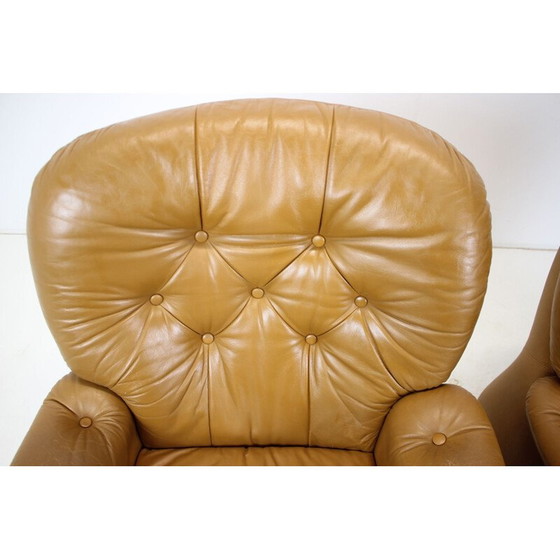 Image 1 of Paar vintage leren fauteuils, Italië 1970