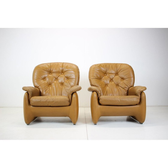 Image 1 of Paar vintage leren fauteuils, Italië 1970