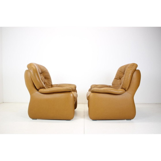 Image 1 of Paar vintage leren fauteuils, Italië 1970