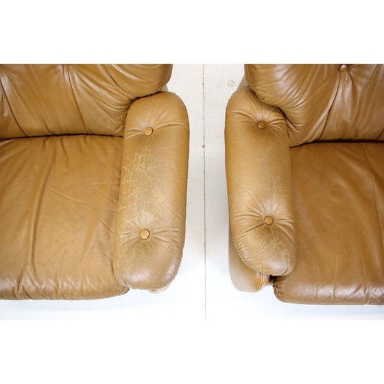 Image 1 of Paar vintage leren fauteuils, Italië 1970