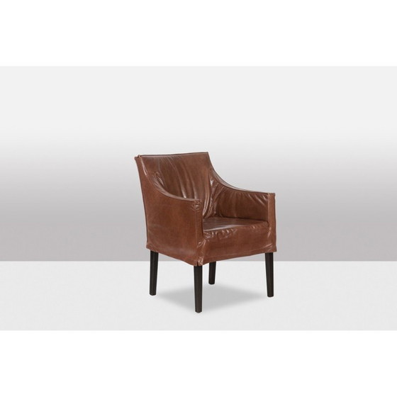 Image 1 of Paar vintage Lintello fauteuils in kamelenleer, Nederland 1970