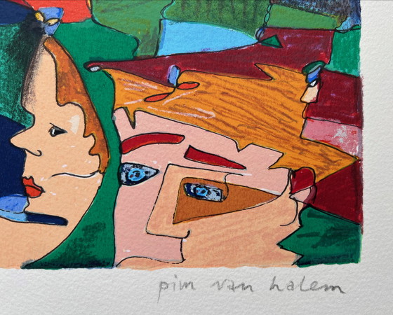 Image 1 of Pim van Halem| Handgesigneerde zeefdruk | 'Kus van Oma/Opa's hoed' | 1993