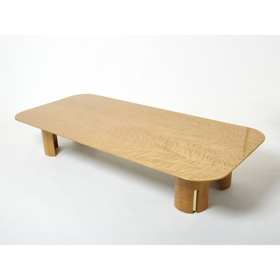 Image 1 of Vintage esdoorn en messing salontafel door Giovanni Offredi voor Saporiti, 1980