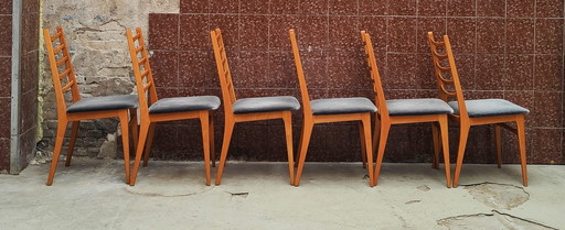 6x Mid Century eetkamerstoel