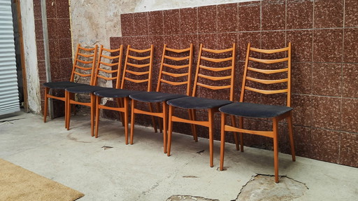 6x Mid Century eetkamerstoel