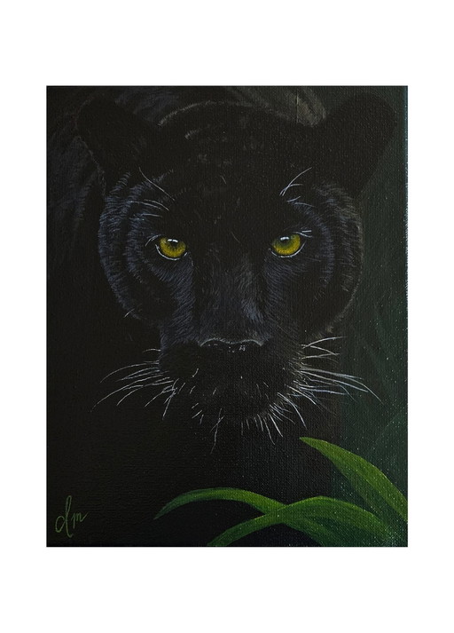 Origineel Acrylverf Schilderij Zwarte Panter