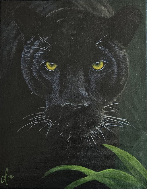 Origineel Acrylverf Schilderij Zwarte Panter