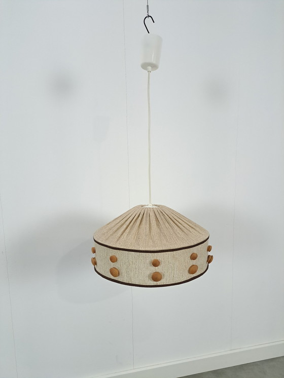 Image 1 of Stoffen Hanglamp Met Houten Details