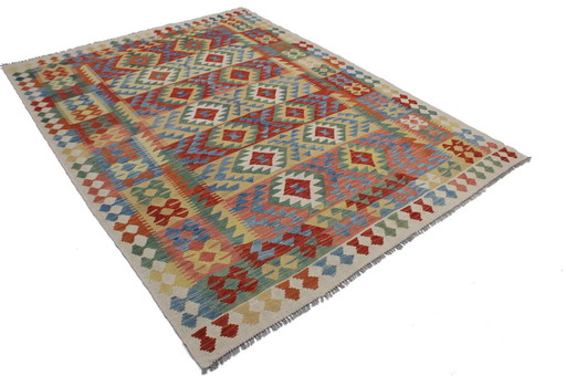 Originele oude stijl Kelim Afghan 249 X 182 Cm Topconditie