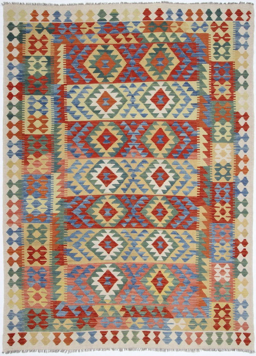 Originele oude stijl Kelim Afghan 249 X 182 Cm Topconditie