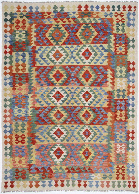 Image 1 of Originele oude stijl Kelim Afghan 249 X 182 Cm Topconditie