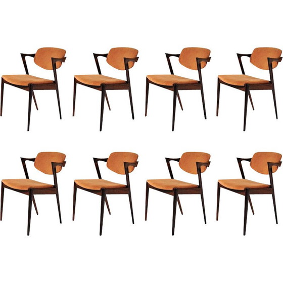 Image 1 of Set van 8 vintage palissander eetkamerstoelen van Kai Kristiansen voor Schous Møbelfabrik, jaren 1960