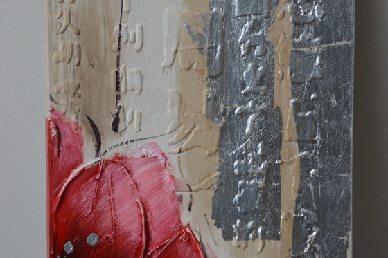 Image 1 of Olieverf  Schilderij  Met Vet Opgezette  Chinese Tekens  