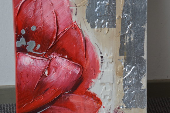 Image 1 of Olieverf  Schilderij  Met Vet Opgezette  Chinese Tekens  