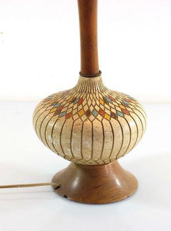 Image 1 of Vintage tafellamp van gips en hout 