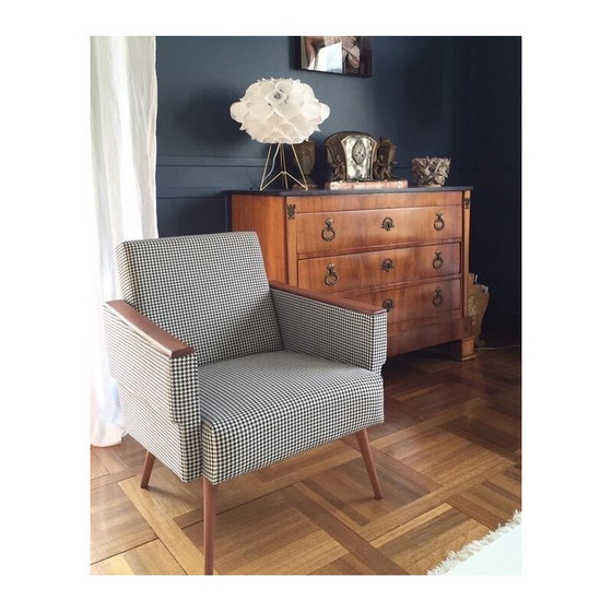 Image 1 of Vintage houndstooth kubus fauteuil, jaren 1960