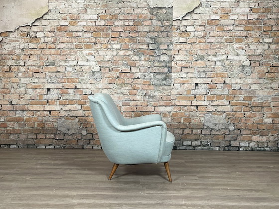 Image 1 of Fauteuil zacht groenblauw jaren ’50