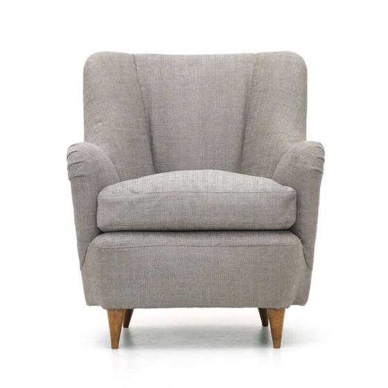 Image 1 of Vintage fauteuil in grijze stof, jaren 1950