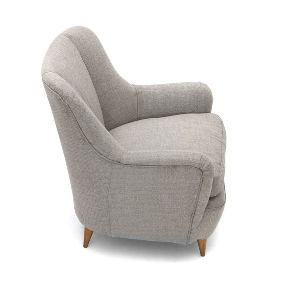 Image 1 of Vintage fauteuil in grijze stof, jaren 1950