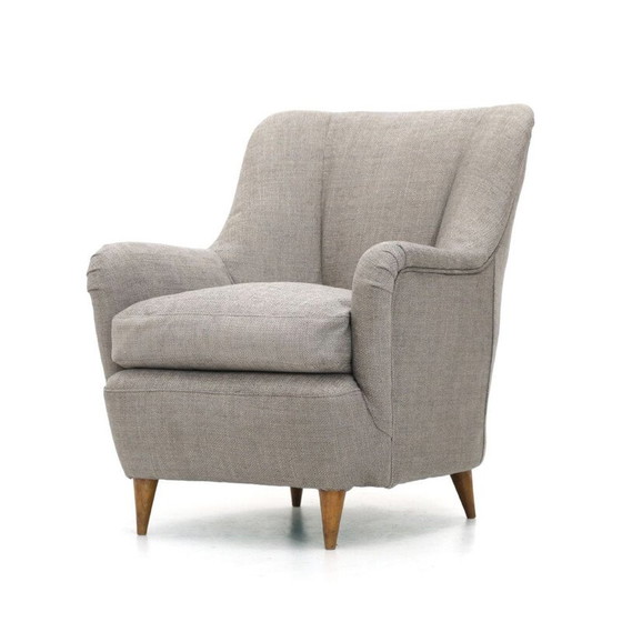 Image 1 of Vintage fauteuil in grijze stof, jaren 1950