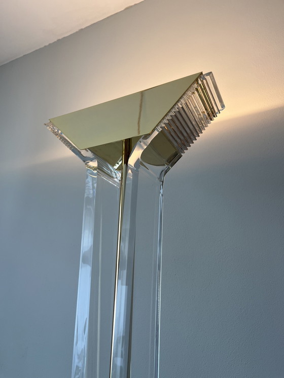 Image 1 of Jaren 80 Plexiglas Hollywood Regency Vloerlamp