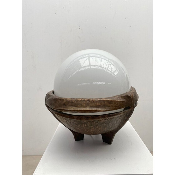 Image 1 of Mid century bronzen en opaline lamp, Italië 1970