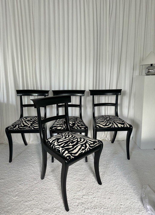 Set van 4 Italiaanse Chiavari Stoelen Nieuw Zebra Stof