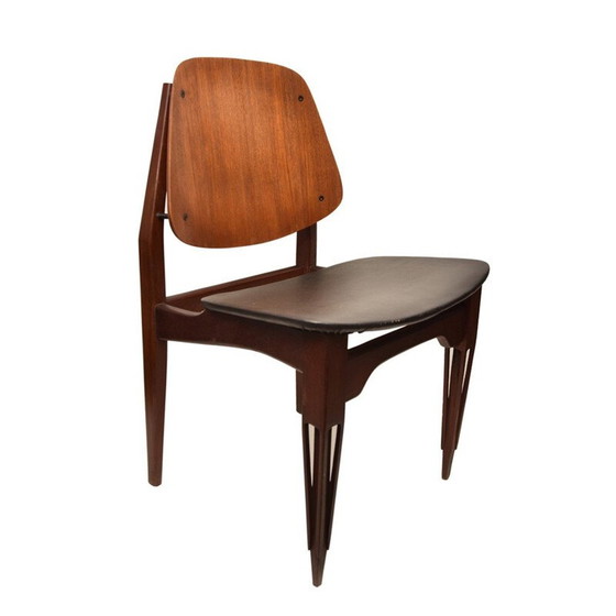 Image 1 of Set van 6 vintage houten eetkamerstoelen voor Fratelli Proserpio, Italië 1950