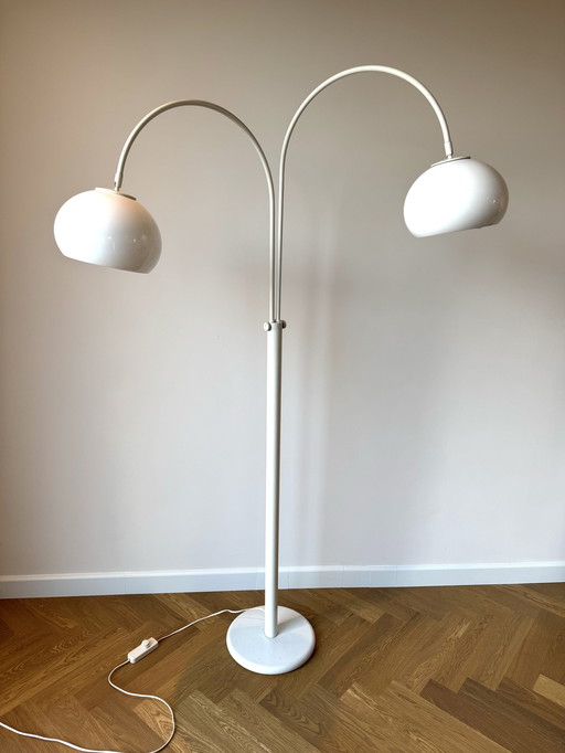 Vintage Witte Vloerlamp Met Dubbele Boog