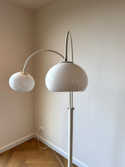 Vintage Witte Vloerlamp Met Dubbele Boog