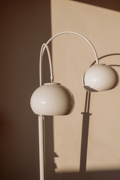 Vintage Witte Vloerlamp Met Dubbele Boog