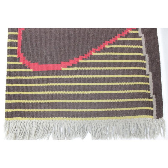 Image 1 of Smal geometrisch vintage vloerkleed van Antonin Kybal, Tsjecho-Slowakije 1960